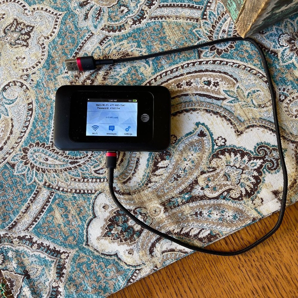 AT&T ZTE Mobile Hotspot router, puck, internet and charging cord